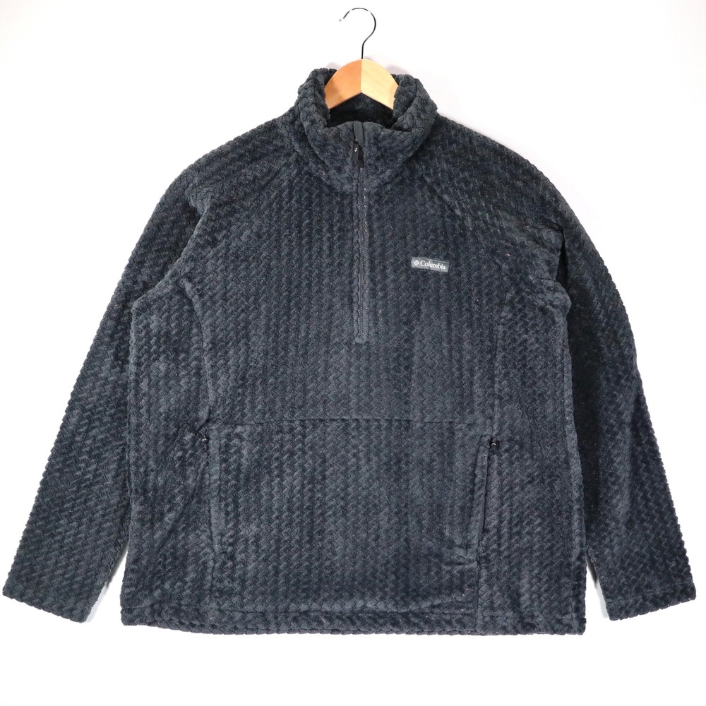 Columbia Fleece Pullover Women XL Gray Textured Quarter Zip Sherpa Outdoor